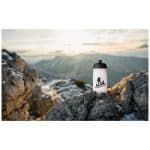 Yellow,Outdoor,Travel,Water,Bottle.,Male,Hand,Holding,Bottle.,Mountains